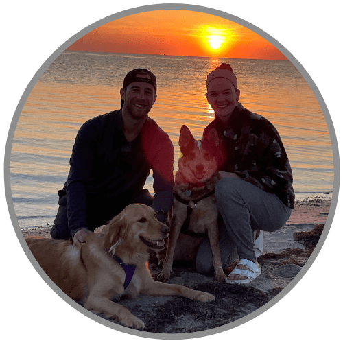Dr. Eric Endres and Dr. Tigani-Endres with dogs