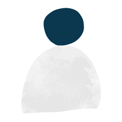 Dark blue circular shape and a semi-transparent white body-like shape on a transparent background.